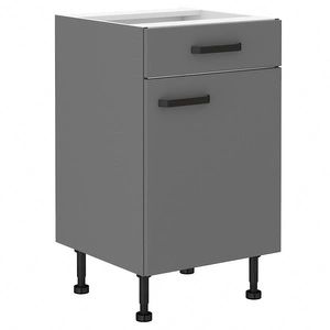 Szafka kuchenna stojąca z szufladą i półką Verdi 50 D 1F 1S BB szafka odporna na działanie wilgoci i uszkodzenia czarny metalowy uchwyt