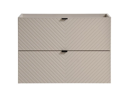 Szafka pod umywalkę Viva 80 cm beżowa praktyczna szafka do łazienki z ciekawym frezowaniem w kształcie jodełki pojemne szuflady