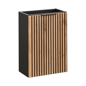 Szafka pod umywalkę Xilo 40 cm czarny / dąb wotan elegancka szafka do łazienki z ryflowanym frontem odporna na działanie wilgoci