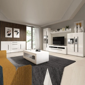 Zestaw mebli do salonu Tulsa biały / biały połysk nietuzinkowe i praktyczne meble atrakcyjne pod względem wizualnym oraz funkcjonalnym