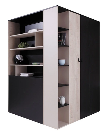 Zestaw mebli Niko czarny / dąb / beż idealna propozycja do pokoju młodzieżowego lub dziecięcego w modnym stylu