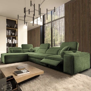 Narożnik z funkcją spania Viano XI Lux zielony lewostronny designerski narożnik z wysuwanym podnóżkiem i pojemnikiem na pościel