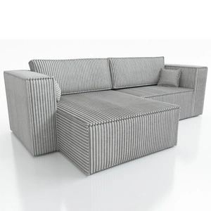 Narożnik z funkcją spania Otton szary uniwersalny stylowy narożnik sztruksowa tkanina eleganckie wykończenie krawędzi mebla