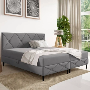 Łóżko kontynentalne Noren 200x200 ciemny szary nowoczesna forma łóżka klasyczne pikowanie na wezgłowiu idealne do przestronnej sypialni