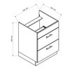 Szafka kuchenna stojąca pod płytę grzewczą Zova D60PC S/2 biała szafka kuchenna z szufladami odporna na uszkodzenia frezowane uchwyty