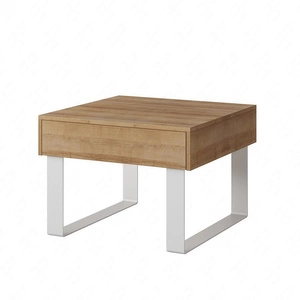 Stolik kawowy Apulia 63 cm dąb złoty z szufladą wyjątkowy design prosta konstrukcja blat odporny na rozlane ciecze