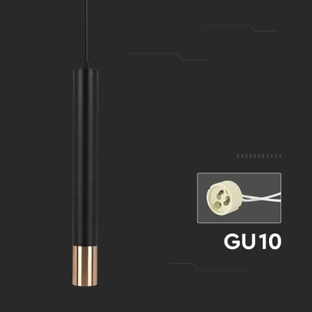 Lampa wisząca Moren 50 cm czarny / złoty stylowa lampa sufitowa metalowy abażur stylizowanym na kształt tuby nowoczesny design