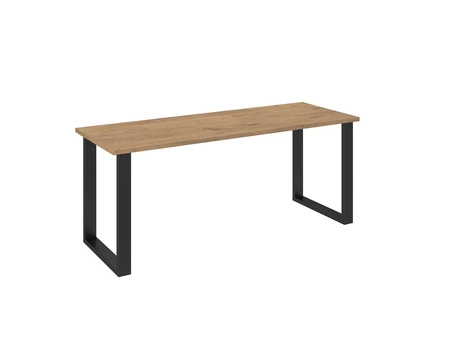 Stół Taunton 185x67 cm dąb lancelot / czarny prosta forma mebla wzbogacona o stylowe czarne nogi w stylu loftowym blat odporny na rozlanie cieczy