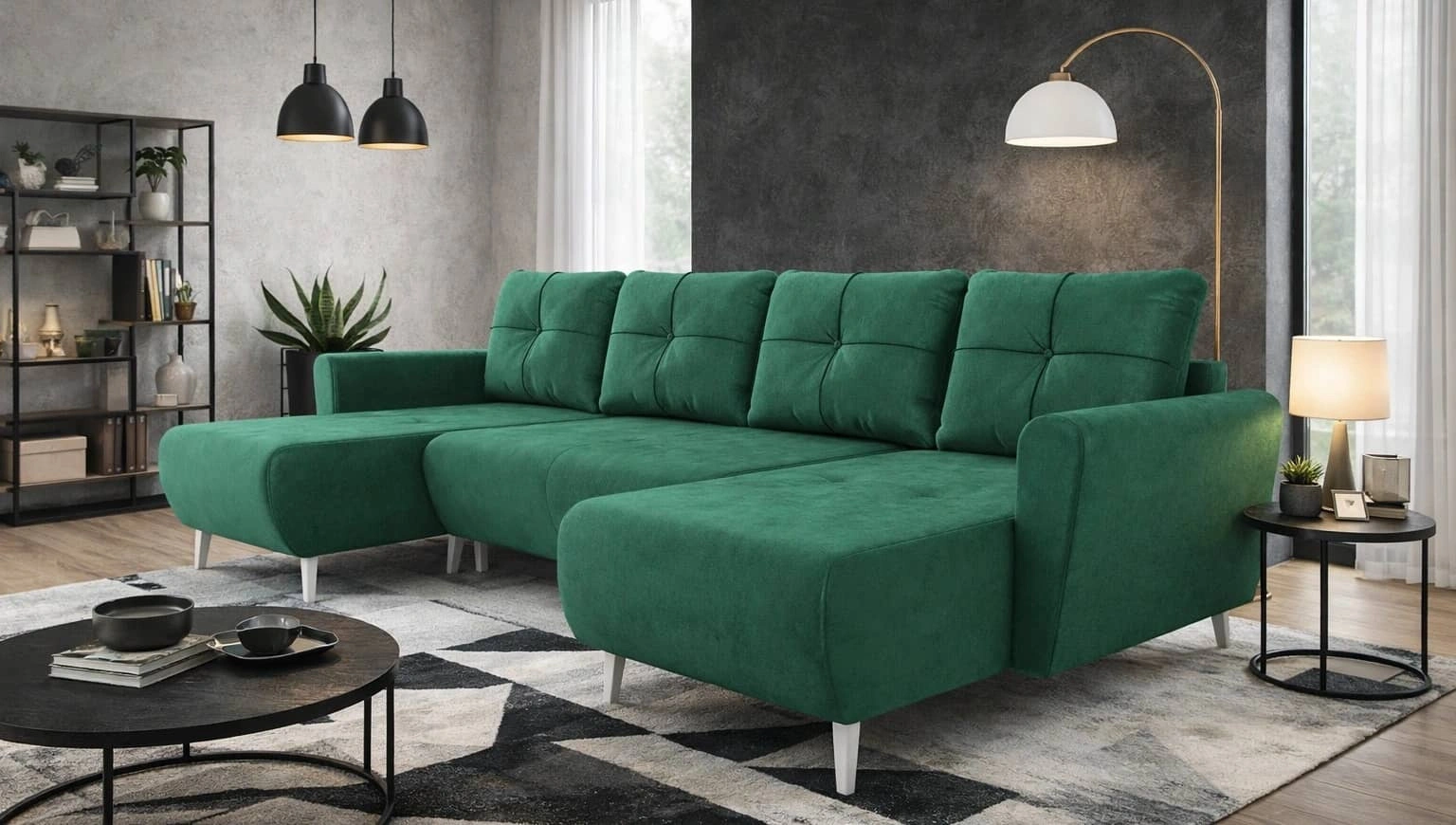 Narożnik z funkcją spania Felicie U Narożnik do salonu Narożnik z funkcją spania codziennego