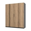 Szafa Kastano VII 200 cm czarny / dąb evoke stylowy design metalowe uchwyty krawędziowe pojemna szafa do sypialni lub przedpokoju