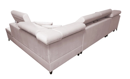 Narożnik z funkcją spania Nausa X bordowy prawostronny narożnik z dwoma pojemnikami na pościel wykonanie z tkaniny typu velvet