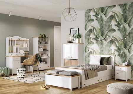 Nadstawka do biurka Story 110 cm biały / dąb nash sekretarzyk z półkami funkcjonalny dodatek do uporządkowania strefy nauki