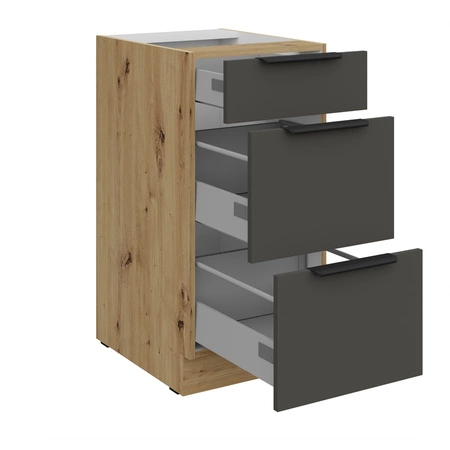 Szafka kuchenna stojąca z szufladami Aversa Ar 40 D 3S BB odporna na uszkodzenia wykończenie frontów w technologii anti fingerprint