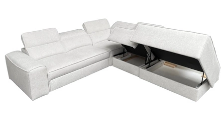 Narożnik z funkcją spania Viano IX jasny szary prawostronny stylowy narożnik z pojemnikami na pościel idealny mebel do dużego salonu