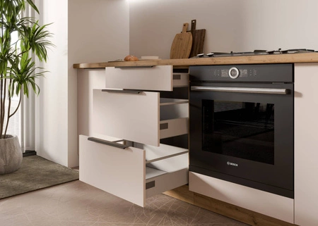 Szafka kuchenna stojąca z szufladami Soela 40 D 3S BB metalowe uchwyty krawędziowe szafka odporna na działanie wilgoci i uszkodzenia