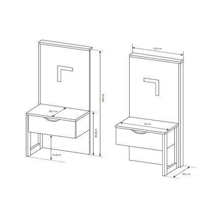 Szafki nocne z szufladą Holte dąb grange piaskowy / matera nowoczesny design mebla obrzeża szafek wykończone specjalną okleiną ABS