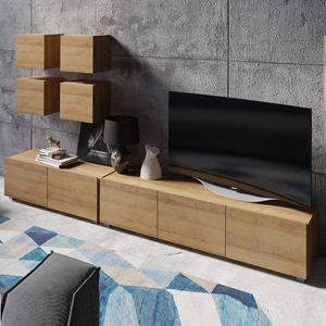 Meblościanka Apulia XVIII dąb złoty wyjątkowo stylowa meblościanka proste bryły wpisujące się w każde wnętrze