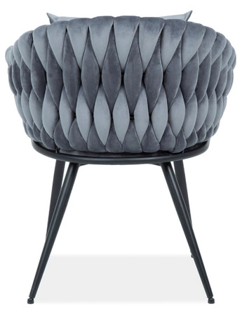 Krzesło plecione Nuvo 47x53 cm szare nowoczesne oraz designerskie krzesło industrialne na metalowym stelażu