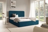 Łóżko tapicerowane Faro 180x200 granatowe wygodne łóżko do sypialni designerskie wezgłowie o subtelnie zaokrąglonym kształcie