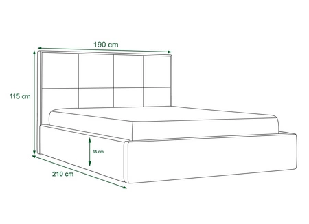 Łóżko tapicerowane Alvorada 180x200 bordowe z pojemnikiem w nowoczesnym skandynawskim stylu z pikowanym zagłówkiem