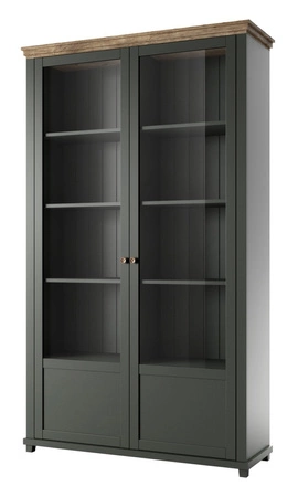 Witryna Evora 126 cm butelkowa zieleń / dąb lefkas zachwyci miłośników wyrazistych wnętrz idealna do salonu oraz jadalni