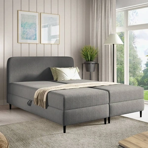 Łóżko kontynentalne Aberg 120x200 ciemny szary nowoczesny minimalizm stylowe łózko do sypialni wysoki zagłówek o zaokrąglonych rogach