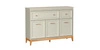 Komoda z szufladami Windsor 136 cm beżowy / dąb elegancki design komoda wsparta na drewnianych dębowych nogach uchwyty w kolorze miedzi