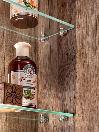 Szafka łazienkowa wisząca z lustrem Santa Fe 80 cm dąb vintage funkcjonalna szafka idealnie uzupełniająca przestrzeń nad umywalką