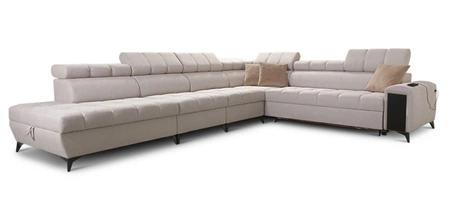 Narożnik z funkcją spania Bolmso XII grafitowy lewostronny nowoczesny design narożnik zapewnia komfort obszerne pojemniki na pościel