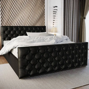 Łóżko tapicerowane Viamao 180x200 grafitowe z pojemnikiem w nowoczesnym skandynawskim stylu z pikowanym wezgłowiem oraz zanóżkiem