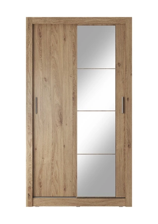 Szafa przesuwna z lustrem Arti 120 cm dąb shetland funkcjonalna szafa do pokoju młodzieżowego drzwi szafy wykończone lustrami