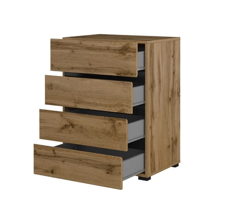 Komoda z szufladami Cross 60 cm dąb wotan stylowy design komody do sypialni przedpokoju prosta forma w nowoczesnym wydaniu