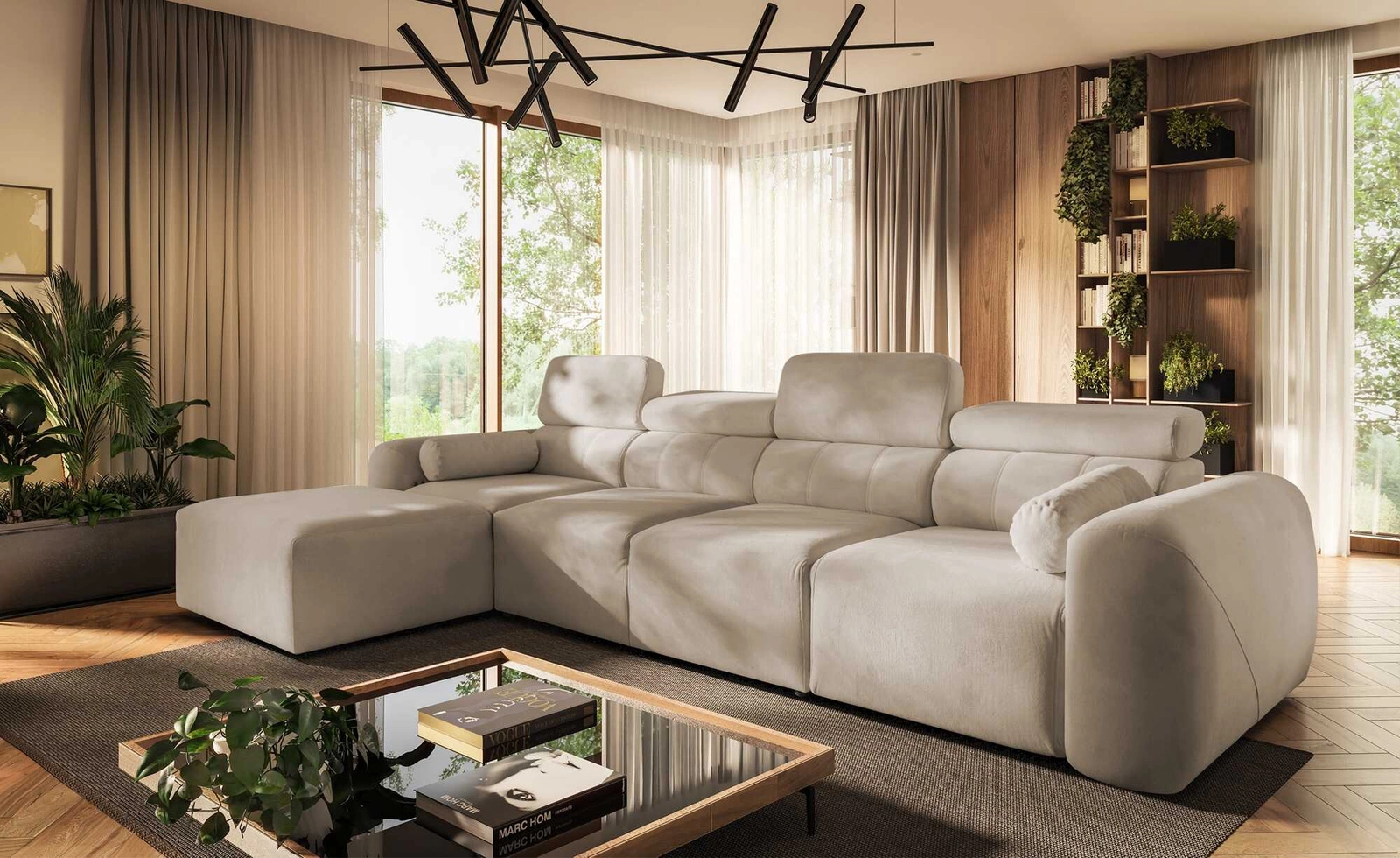 Narożnik z funkcją spania Cantare XII Narożniki do salonu Nowoczesne narożniki rozkładane do pokoju dziennego