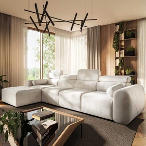 Narożnik z funkcją spania Cantare XII kremowy lewostronny estetyczny i niezwykle komfortowy narożnik z pojemnikiem na pościel