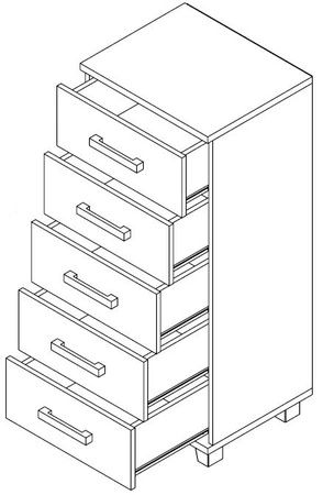 Komoda z szufladami Maximus 50 cm dąb sonoma jasny nowoczesny design mebla obrzeża komody wykończone specjalną okleiną ABS