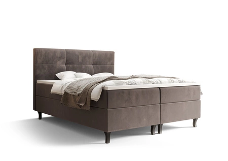 Łóżko kontynentalne Melba 160x200 jasny brąz w nowoczesnym skandynawskim stylu z charakterystycznym wezgłowiem