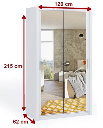 Szafa przesuwna z lustrem Rico 120 cm biała funkcjonalny mebel w stylu klasycznym idealna szafa do sypialni lub garderoby