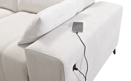 Narożnik z funkcją spania Penejos VI szary popiel prawostronny stylowy narożnik rozkładany z dwoma pojemnikami na pościel trwała tkanina