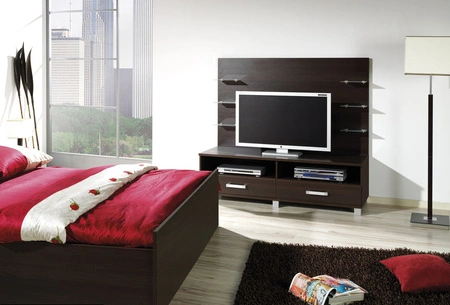 Szafka RTV Maximus 150 cm kasztan wenge szafka z szufladami nowoczesny design oraz szuflady na prowadnicach rolkowych