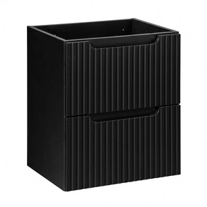 Szafka pod umywalkę Nova 50 cm czarna eleganckie pionowe frezowanie na frontach szafki do łazienki pojemne szuflady