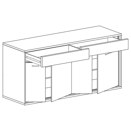 Komoda z szufladami Mediolan 177 cm hikora szykowana komoda wzbogacona o stylowe czarne dodatki szuflady z systemem push to open