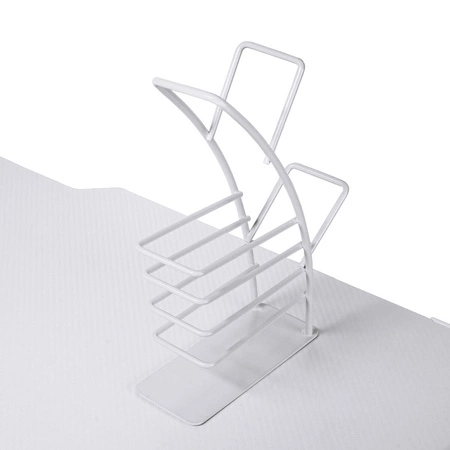 Biurko gamingowe Zeo biały / niebieski designerskie i ergonomiczne biurko antypoślizgowy karbonowy blat w całości pokryty podkładką oświetlenie LED