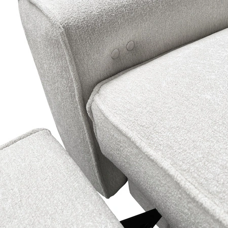 Narożnik z funkcją spania Viano IV Lux jasny brąz prawostronny designerski narożnik z wysuwanym podnóżkiem duży pojemnik na pościel