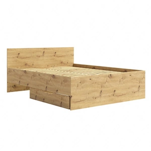 Łóżko Maxione 160x200 cm dąb artisan pojemnik na pościel w postaci wysuwanej szuflady idealne łóżko do sypialni wysoki zagłówek