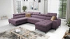Narożnik z funkcją spania Bolmso VI fioletowy prawostronny wygodny narożnik z regulowanymi zagłówkami dekoracyjne pikowania na siedzisku