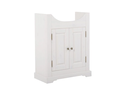 Zestaw mebli łazienkowych Romantic biały eleganckie drewniane szafki do łazienki w stylu klasycznym gustowne metalowe uchwyty