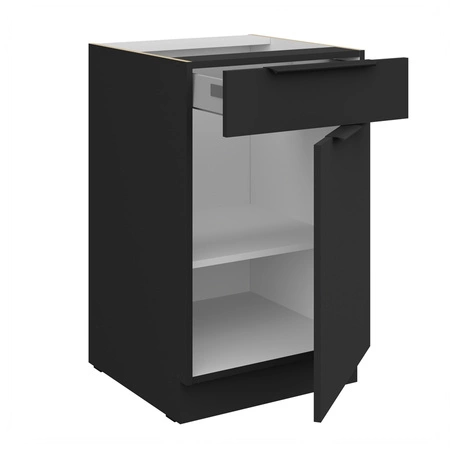 Szafka kuchenna stojąca z szufladą i półką Alatri Bl 50 D 1F 1S BB fronty szafki kuchennej wykończone w technologii anti fingerprint