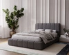 Łóżko tapicerowane Malmi 140x200 grafitowe stylowe łóżko z pojemnikiem na pościel wygodny zagłówek zachwyca eleganckim designem