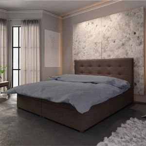 Łóżko kontynentalne Fresno 160x200 brązowy w nowoczesnym skandynawskim stylu z wezgłowiem