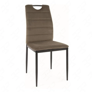 Krzesło tapicerowane Rip 38x43 cm oliwkowe klasyczne oraz ponadczasowe krzesło do jadalni z metalowymi nogami